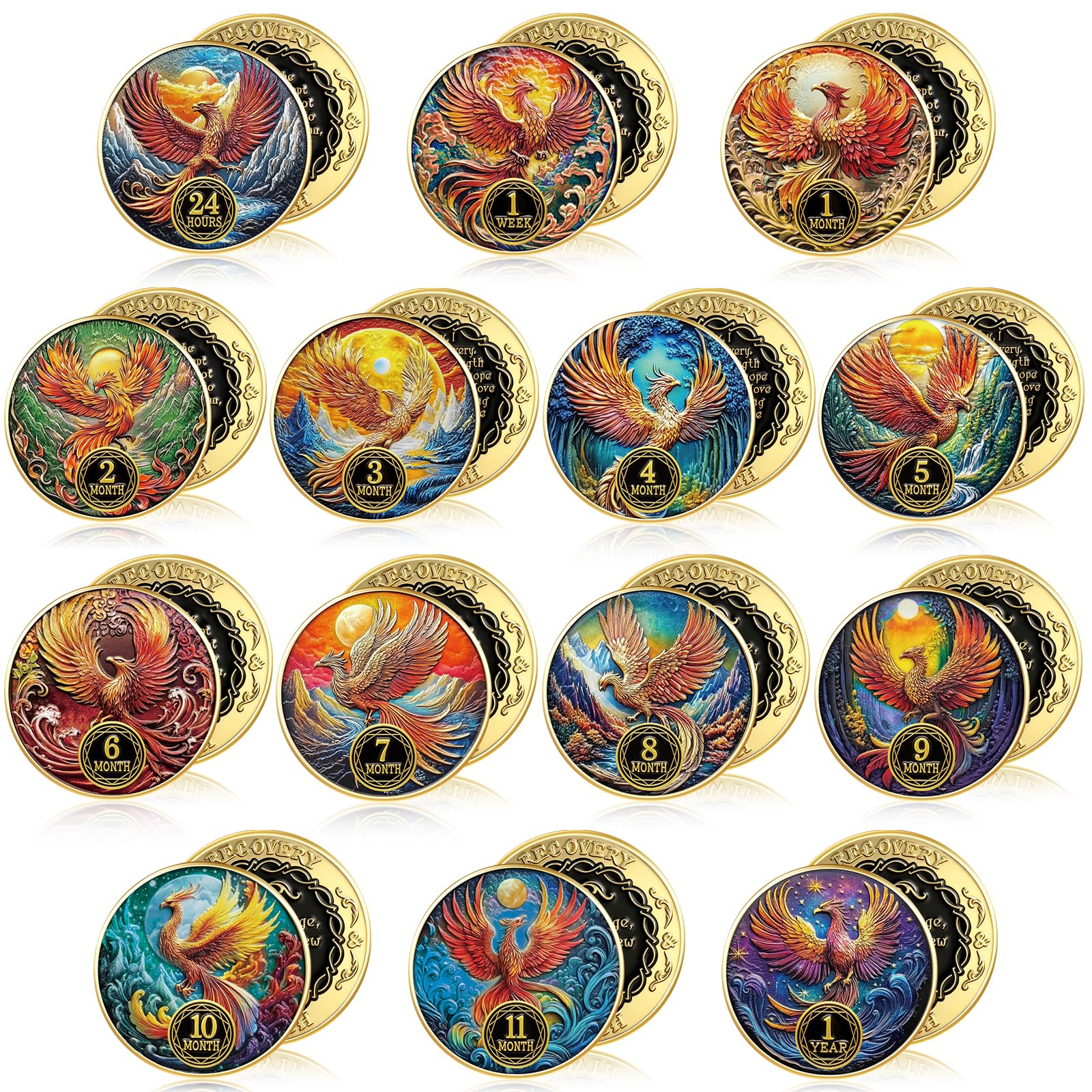 Photo 1 of Blueweenly 14 Pcs AA Sobriety Coins Set