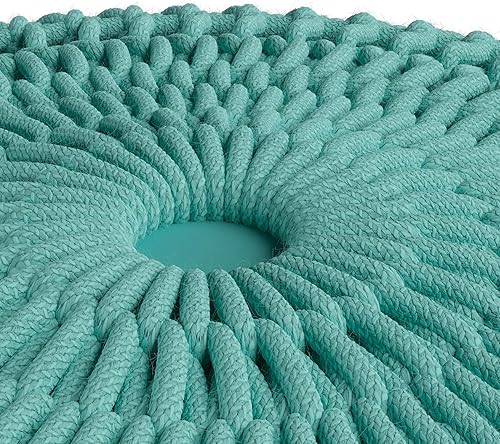 Miniatura 123 de SIMPLIHOME Nisi - Puf redondo de punto para exterior/interior en poliéster PET reciclado gris claro para sala de estar, dormitorio y habitación de