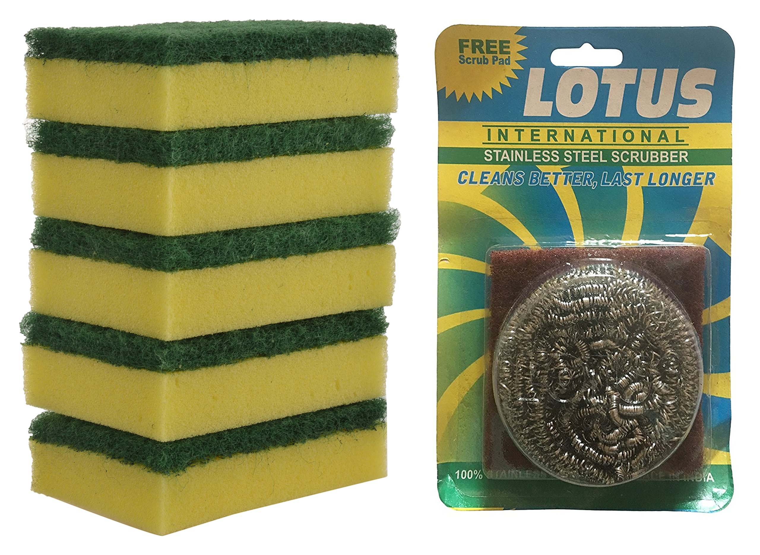 Brite Guard Polyester Multipurpose Scrub Sponge with Free Steel Scrubber & Scrub Pad (Green, 22-Piece) (B079YHXCDC) Amazon Price History, Amazon Price Tracker