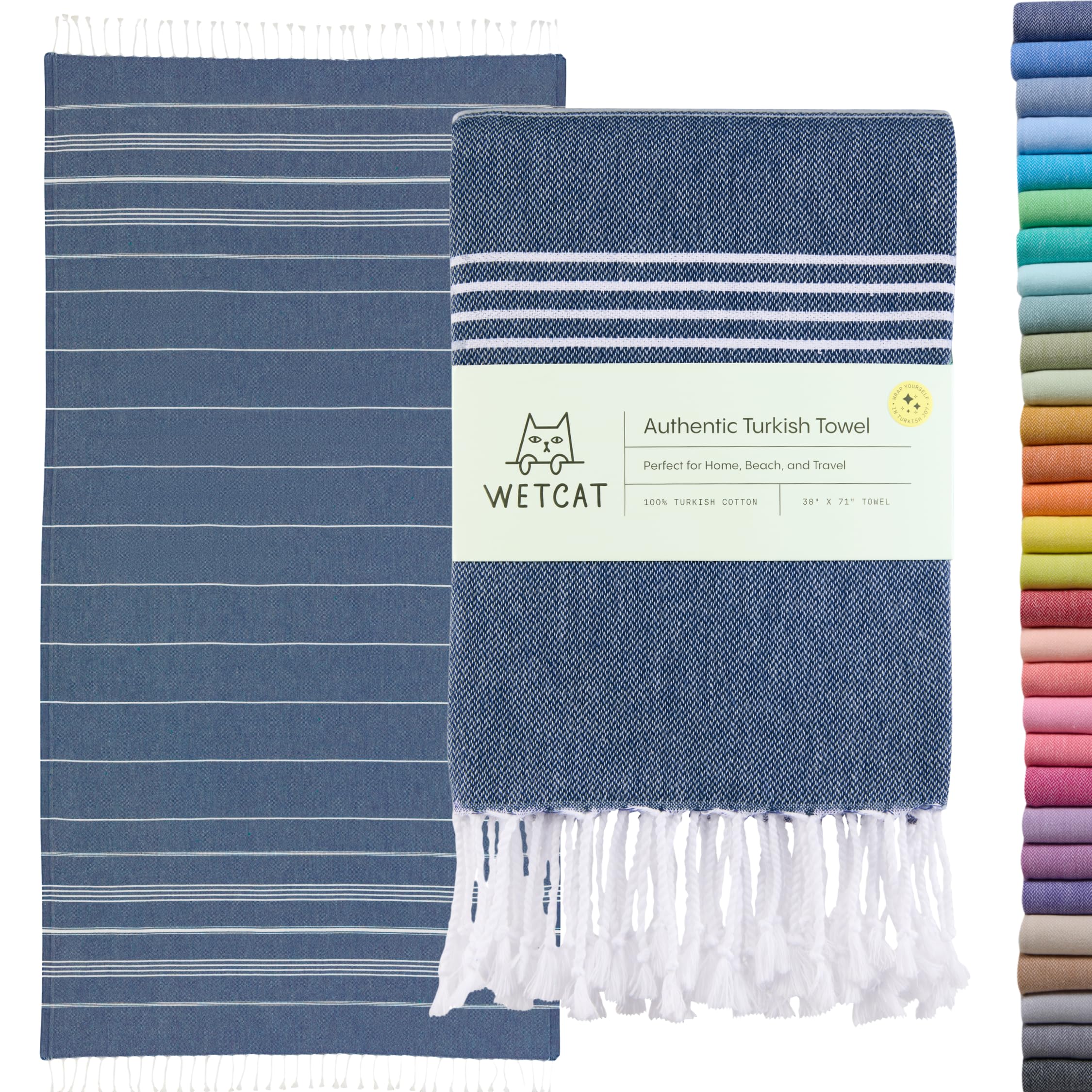 WETCAT Turkish Beach Towel Oversized 38x71 100 Turkish Cotton Made in Turkey - Sand Free Extra Large Ultra