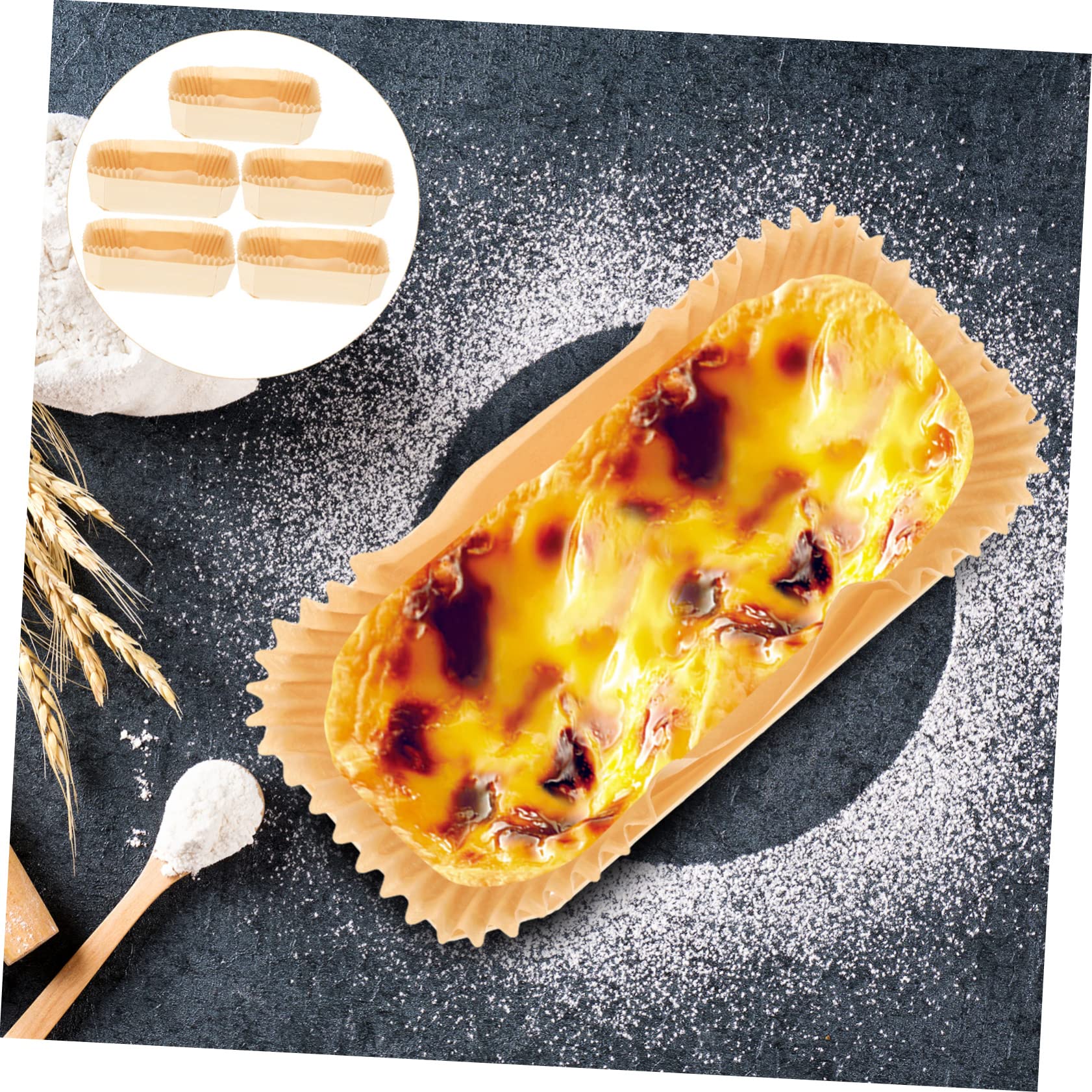 MUCKLILY 5-piece Cake Set Wooden Baking Pan with Paper Liner Heat- Non-stick Even Heat Distribution Easy to Use