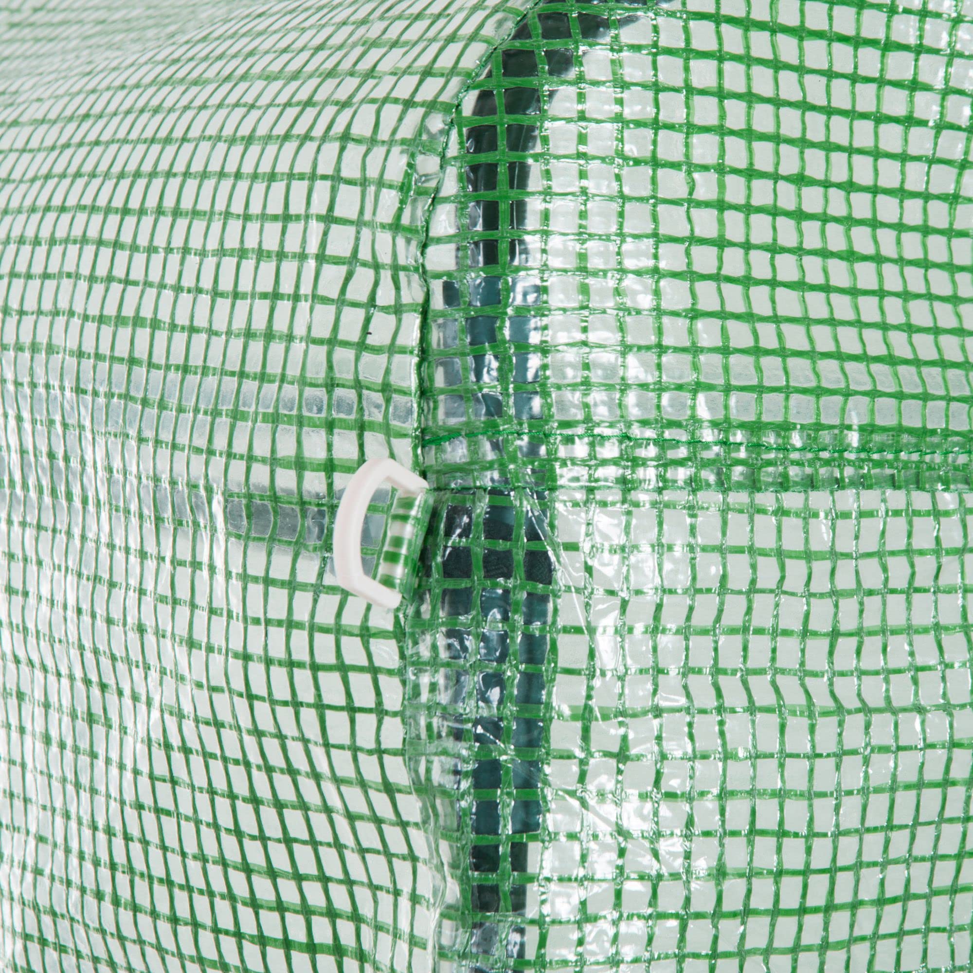 Outsunny Serra a Tunnel da Giardino e Orto 3x3x2m con Copertura in PE, Serra per Piante con Porta e Finestre Avvolgibili, Verde