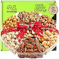 Vista 17 de NUT CRAVINGS - Cesta de regalo de frutas secas y frutos secos mixtos + cinta verde (7 surtidos, 2 libras) arreglo de alimentos, paquete de cuidado