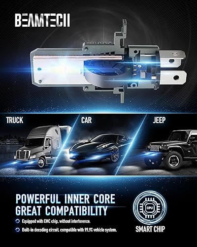 Miniatura 5 de BEAMTECH Bombillas H4, G-XPower Chips 9003 Bombilla antiniebla 20000LM 100W 6500K Plug and Play Bombilla halógena de repuesto para luz delanteraluz