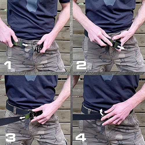 Miniatura 5 de BLUPOND Cinturón táctico con hebilla de liberación rápida - Equipo EDC - Cinturón ajustable para armas militares, senderismo, aparejos, transporte