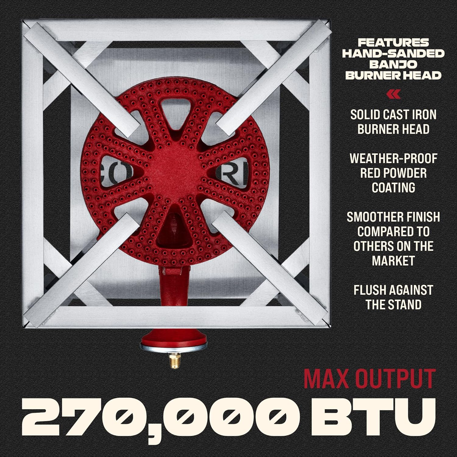 Concord Professional Stronghold Single Banjo Wok Burner with Stand. Stainless Steel Edition. Up to 270,000 BTU. Great for Home Brewing, Wok Stir Fry, Turkey, Etc. (16")