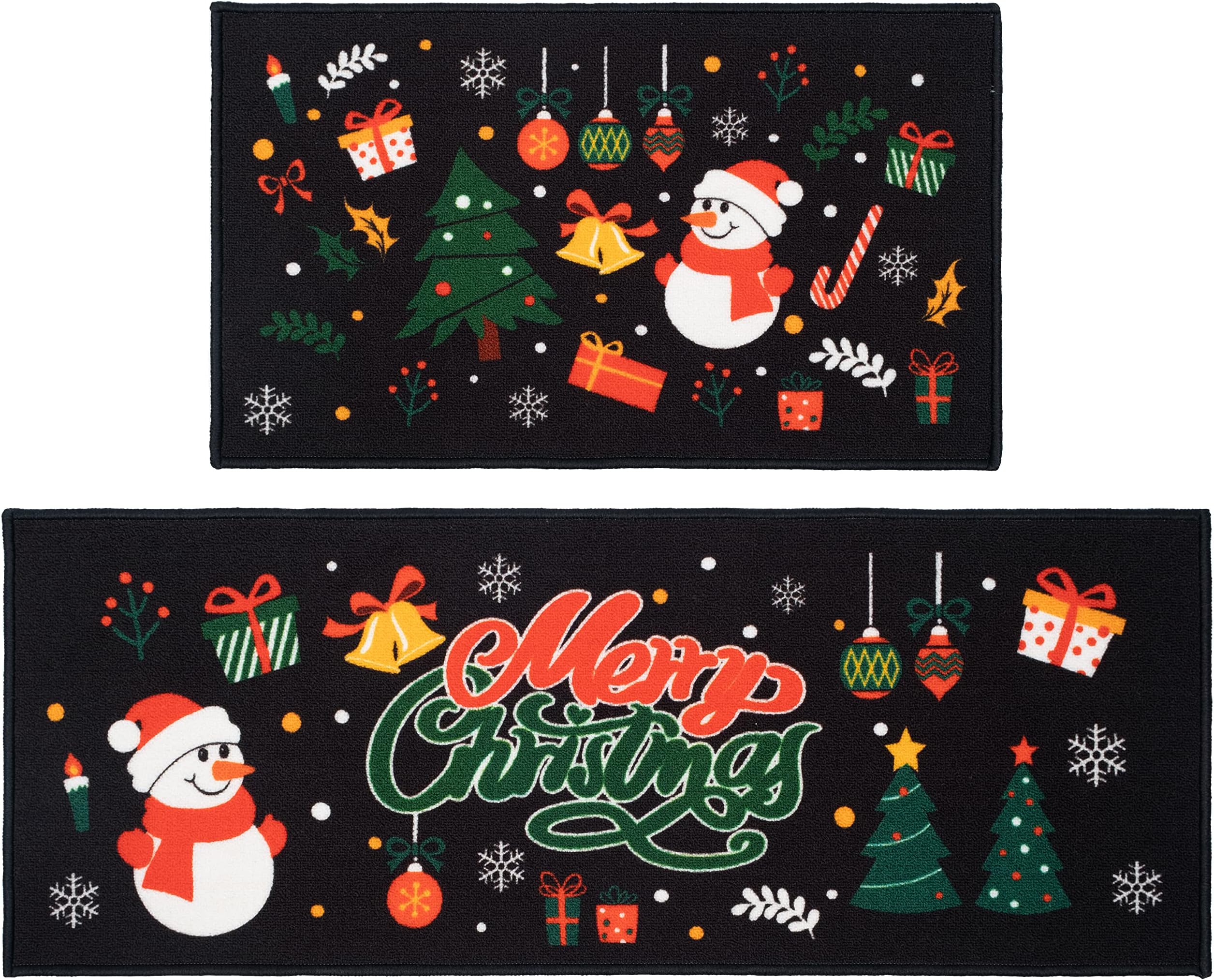 Ideasonna Christmas Holiday Kitchen Rugs Sets of 2