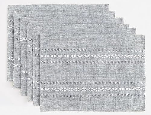 Miniatura 7 de Manteles individuales de algodón y lino Wracra, juego de 4 manteles individuales Fete de 12 x 18 pulgadas, manteles individuales rústicos con Café