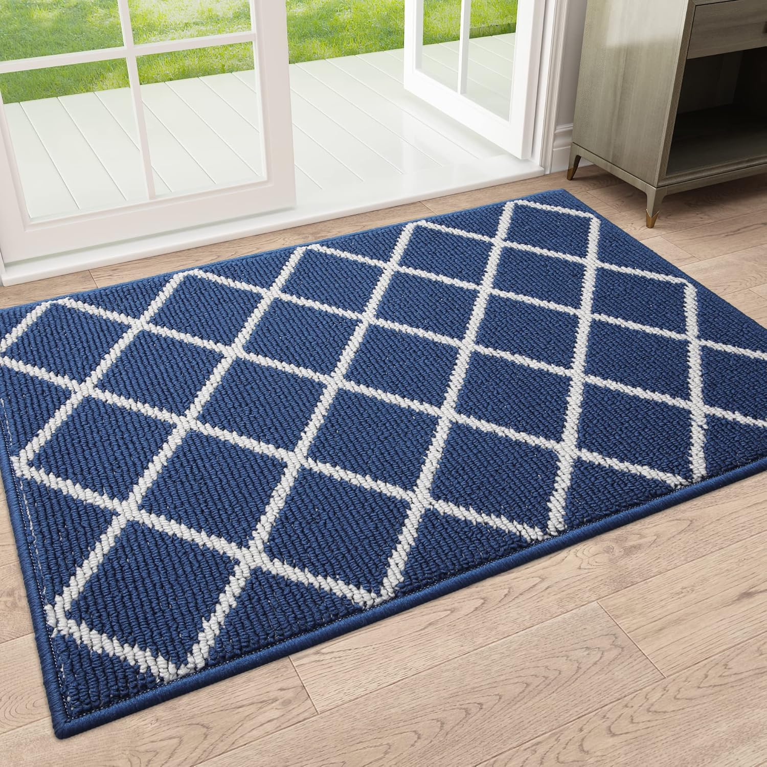Finchitty Indoor Door Mat, Dirt Resistant and Absorbent, Low-Profile, Non-Slip, Washable Inside Floor Mats for Front Door, Back, and Entrance, 32" x 20", Navy