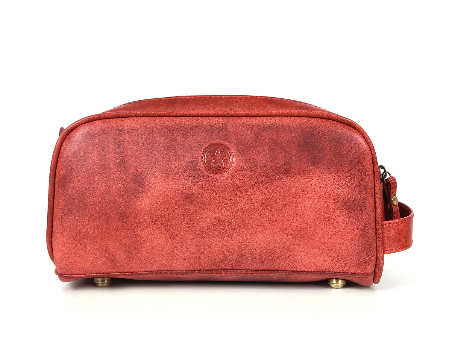 10" Premium  Toiletry Travel Pouch With Waterproof Lining | King-Size Handcrafted Vintage Dopp - Kit ~ Gift for Father's Day By    (Scarlet Red) thumbnail
