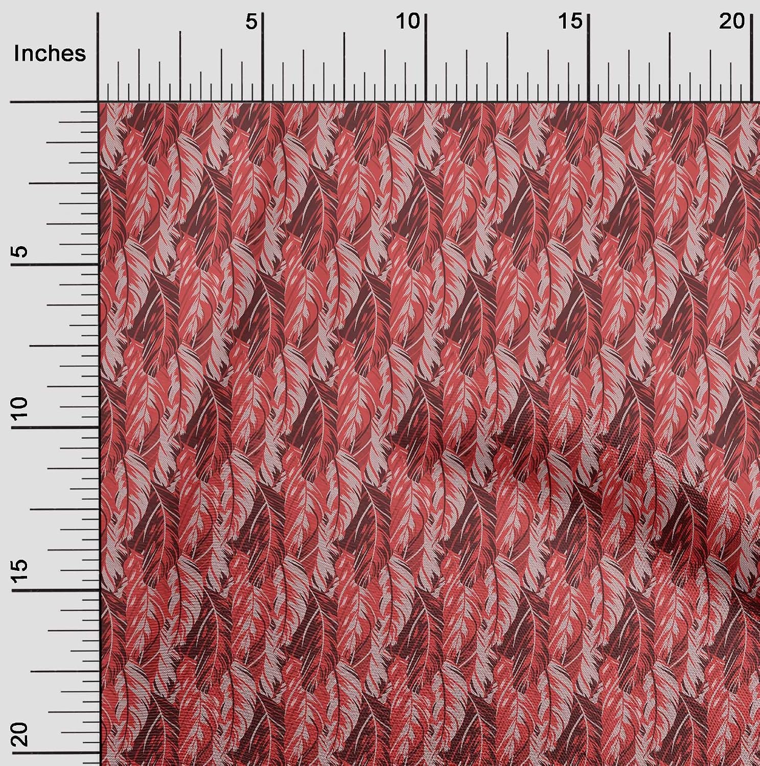 oneOone Viscose Jersey Red Fabric Feather Dress Material Fabric Print Fabric by The Yard 60 Inch Wide