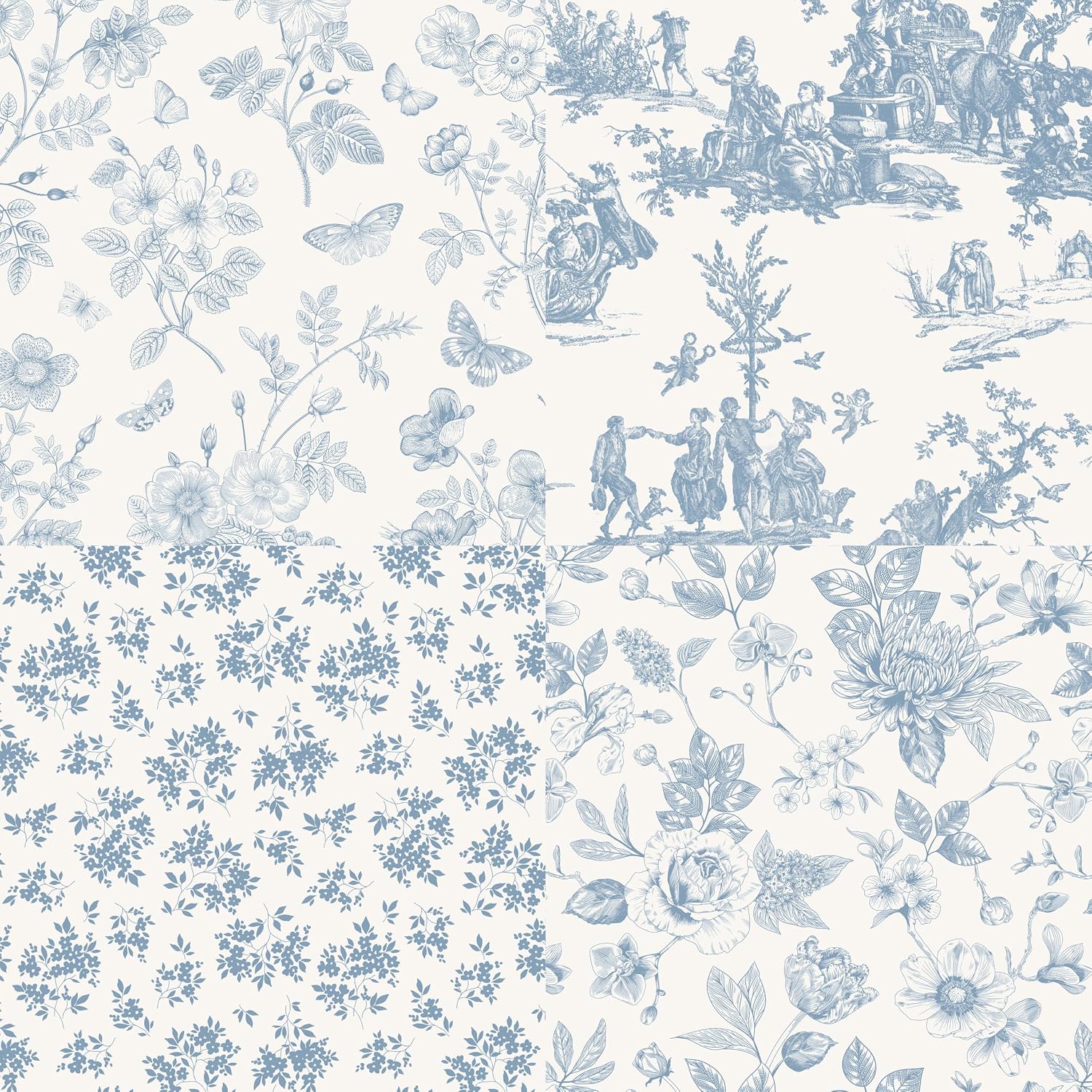 Greenland Home Fashions Patchwork Toile Collection Coverlet Set, 2-Piece Twin/XL, Blue
