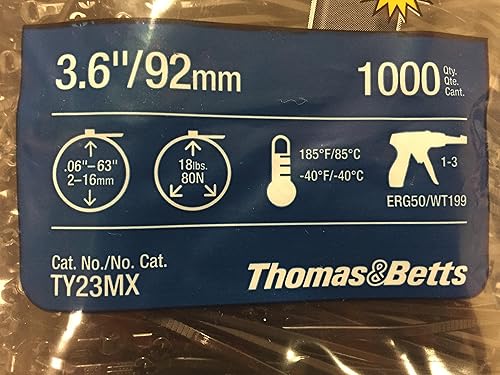 Miniatura 3 de Thomas y Betts TR TY23MX CABLE TIE 18LB 4" UV BLK (Paquete de 1000)