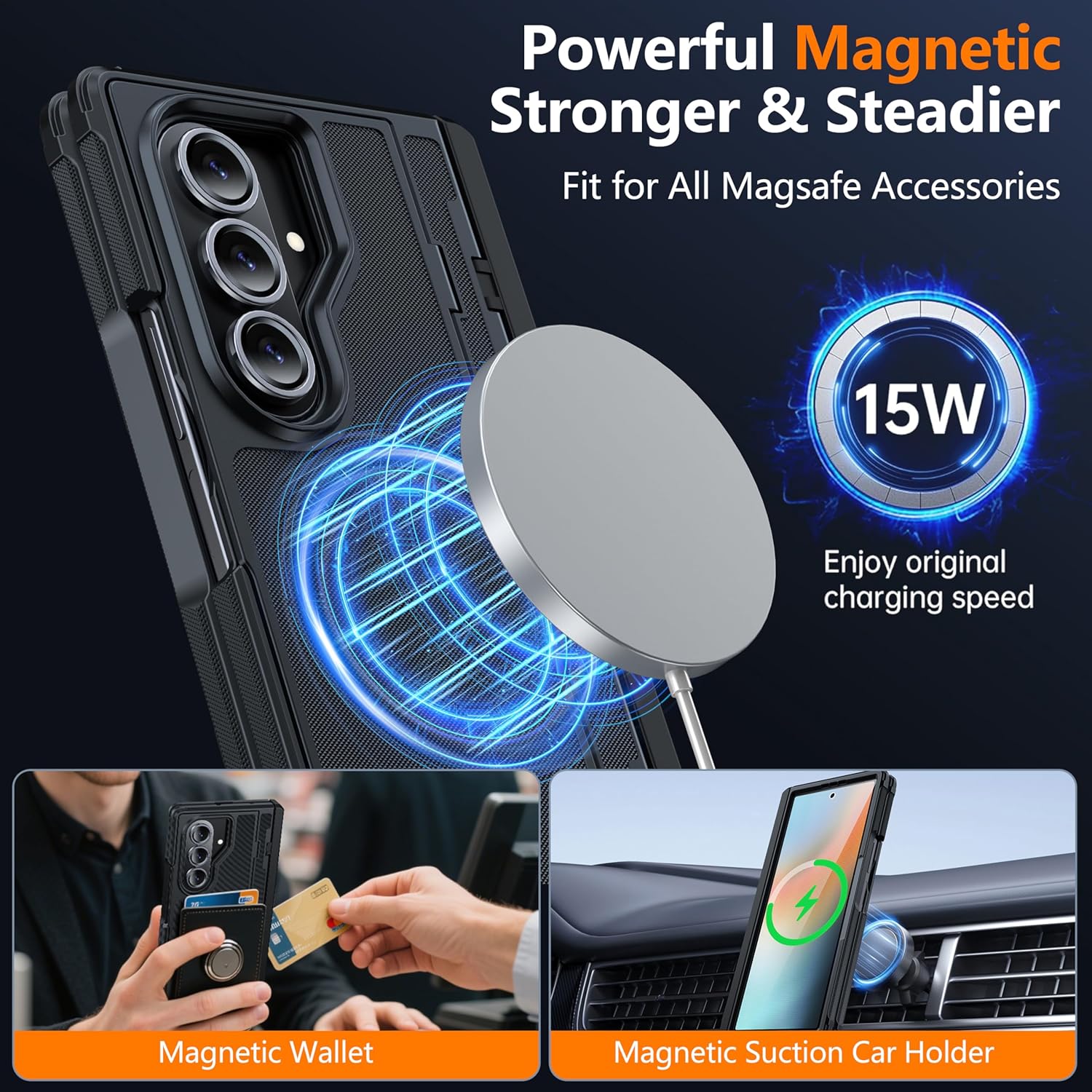 Oterkin Magnetic for Samsung Galaxy Z Fold 7 Kickstand Case & Stylus Pen