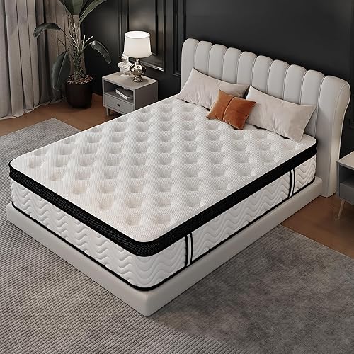 Miniatura 2 de Colchón tamaño King, colchón de espuma viscoelástica King de 12 pulgadas en una caja, colchones híbridos con bobinas de bolsillo independientes para