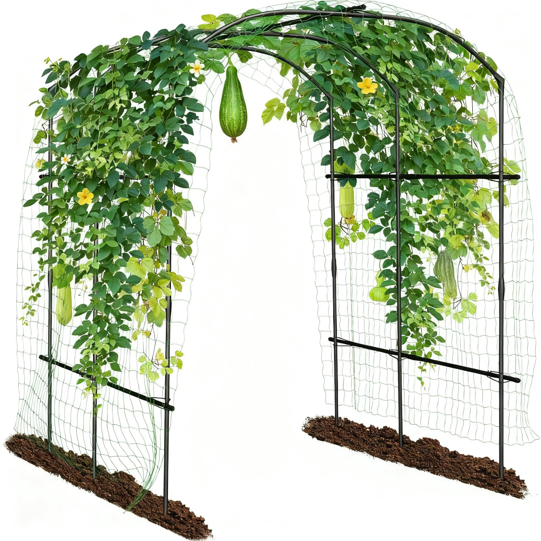 Support de treillis de jardin pour plantes grimpantes, support de concombre grimpant pour parterre surélevé, légumes avec filet, cadre de plantes en métal pour légumes, fleurs, fruits, 180 x