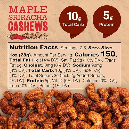Miniatura 7 de Sugar Bobs Finest Kind Anacardos de arce Sriracha frutos secos dulces y salados tostados lentos hechos a mano en Vermont 25 onzas paquete de 3