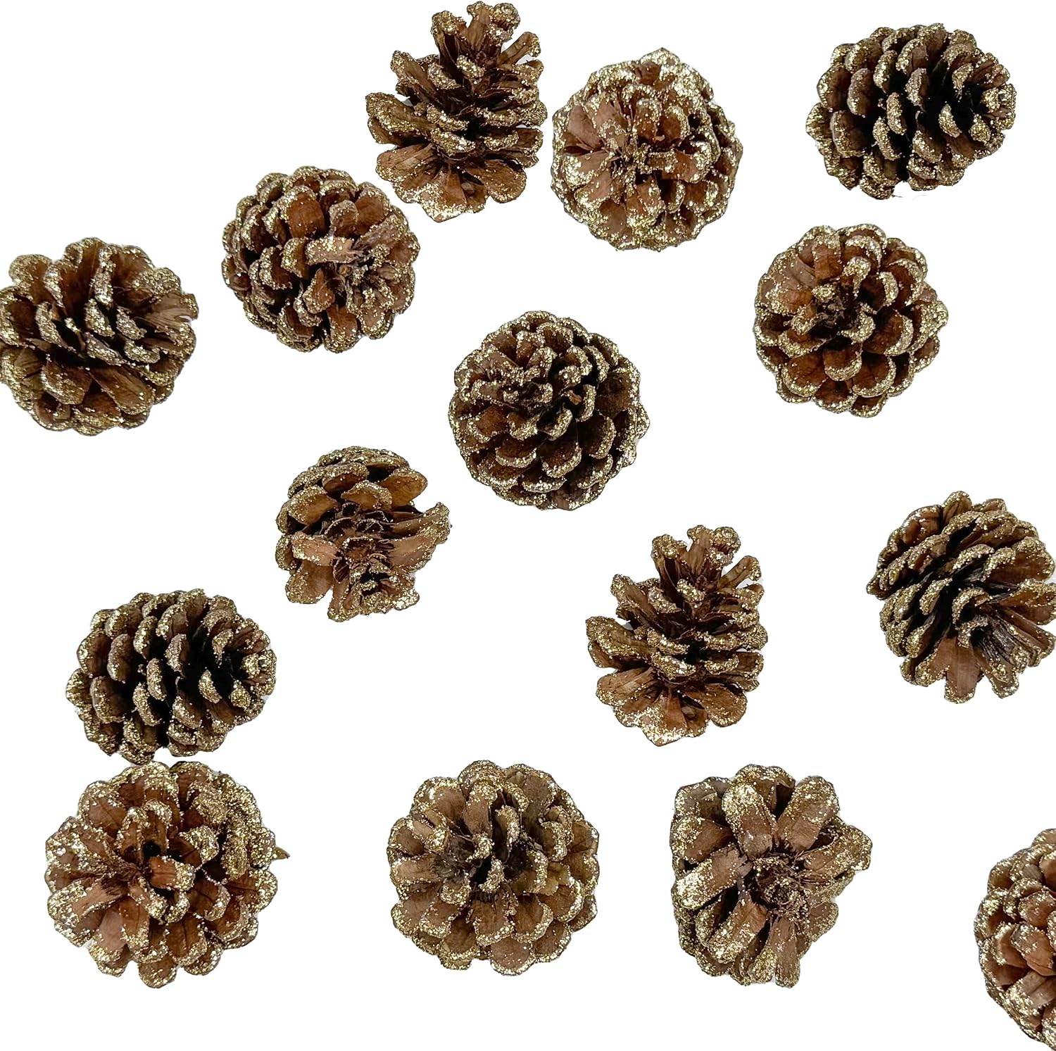 Black Duck Brand Assorted Pinecone Christmas Table Scatter! Glitter Frosted Winter-Themed Pinecones Perfect for Decorating for The Holiday Season! (90, Snow Tipped)