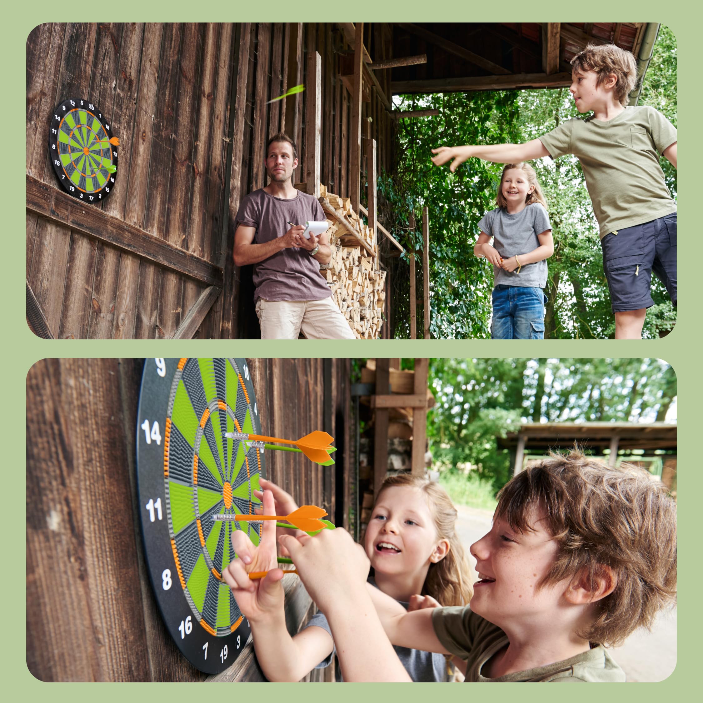 HABA 304425 - Terra Kids Softdart, Dartspiel für Kinder ab 6 Jahren, mit Dartscheiben-Ø 41,3 cm, Block und 6 Pfeilen mit Sicherheits-Kunststoffspitze je 13,5 cm lang, in- und Outdoor