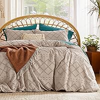 Vista 14 de Bedsure - Funda nórdica estilo bohemio tamaño Queen - Ropa de cama de lino transpirable y suave, funda de edredón lavable a máquina para todas