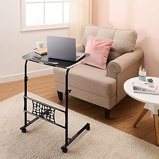 Amazon Basics Height Adjustable Laptop Table with Lockable Wheels | Alloy Steel | Black |45L x 60D x 70H cms Price In India