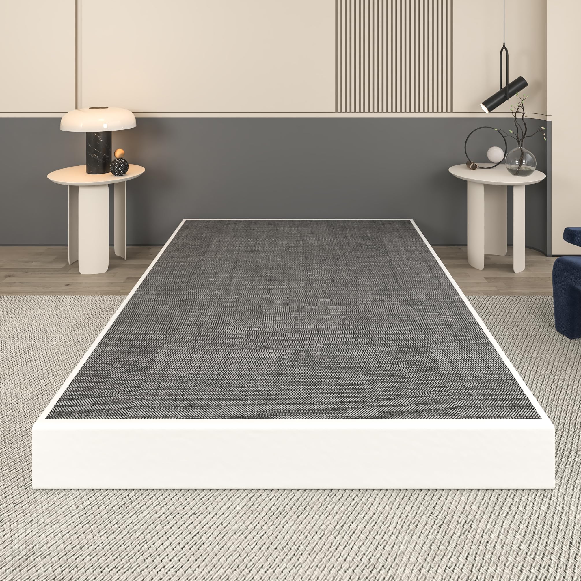 7 Inch Box Spring Queen Size Bed Base Heavy Duty Metal Mattress Foundation with Fabric Cover
