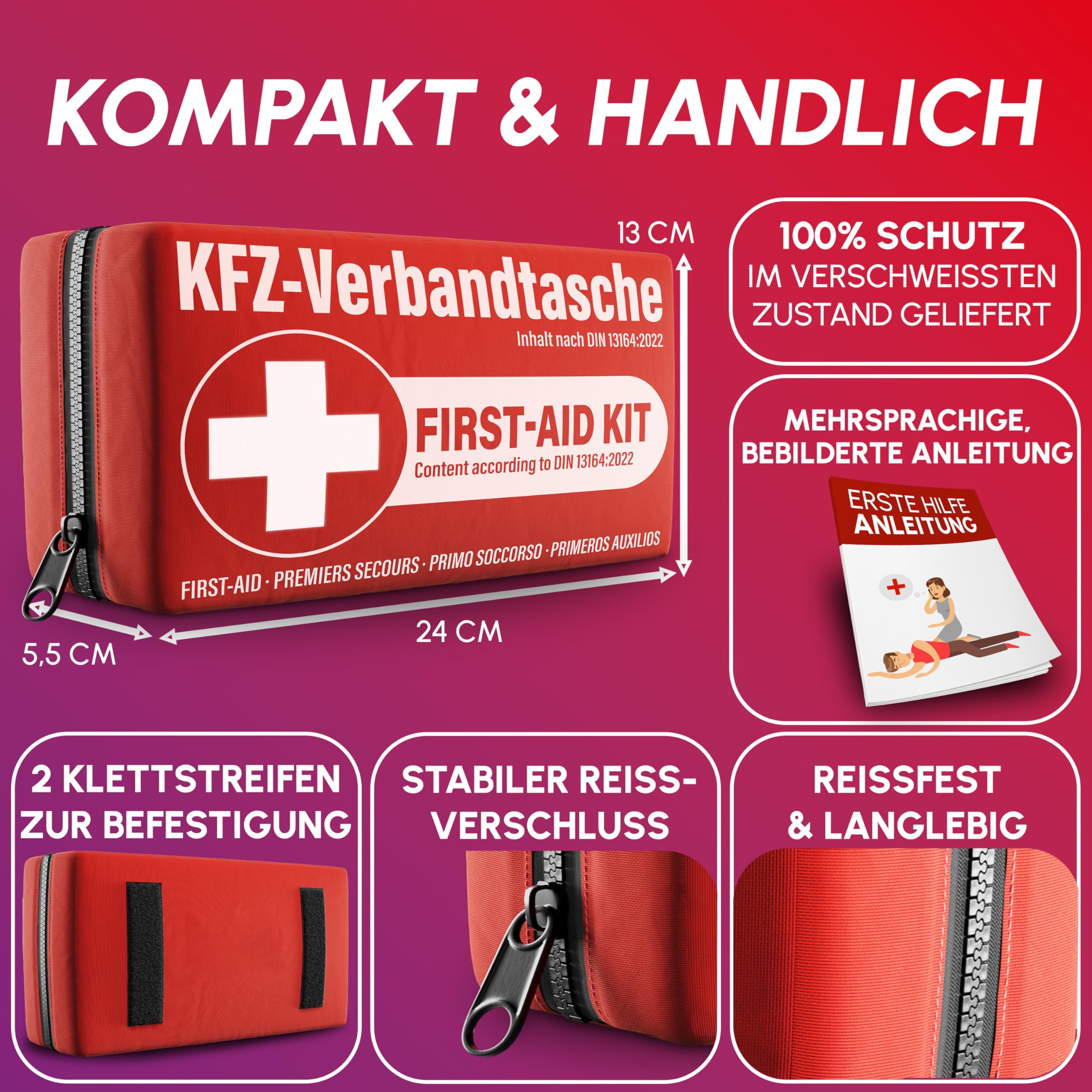 Car first aid kit according to current standard 2026 incl