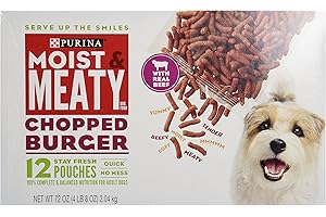 Purina Moist & Meaty Dog Food, Chopped Burger, 36 Pouches - The...