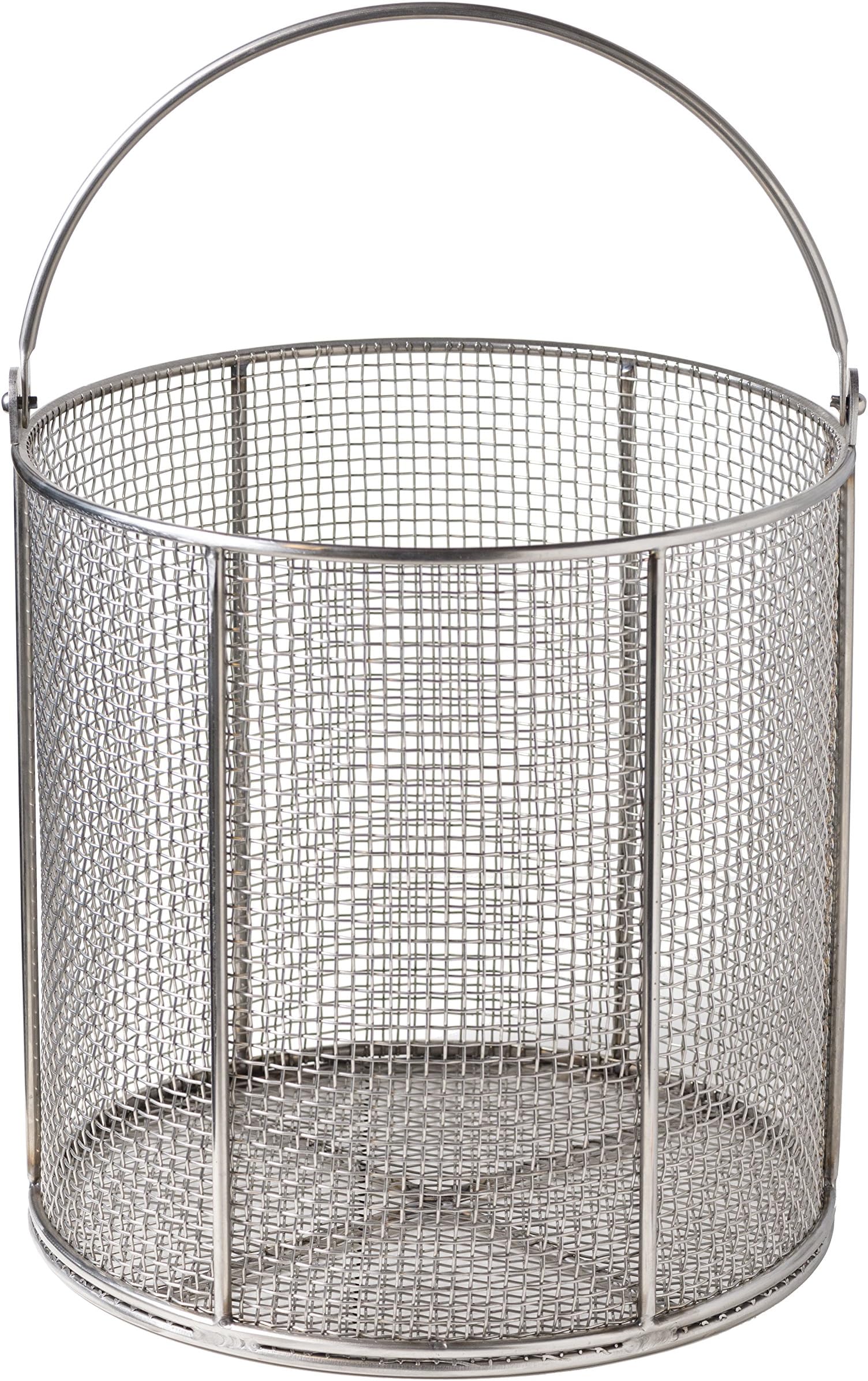 AnySizeBasket AZN-120RND120-C04S Round Stainless Steel Mesh Basket with Swinging Round Loop Handle, 12" Diameter x 12" H