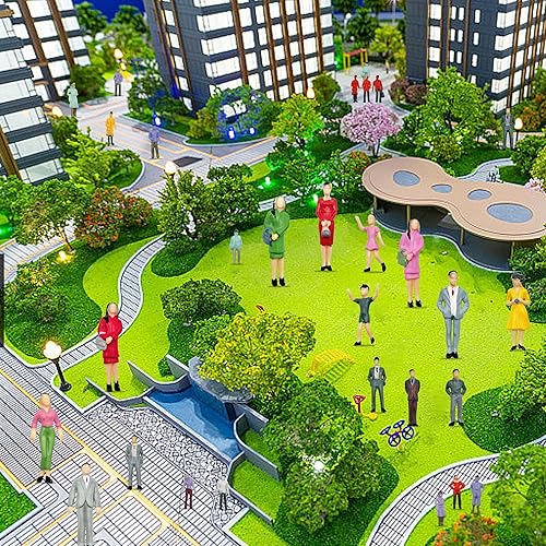 Miniatura 4 de XIPEGPA 70PCS Personas Figuras Mini Trenes Arquitectónico 125 150 175 187 Escala Personas Pintadas Figuras de Plástico Gente Pequeña Casa de Muñecas
