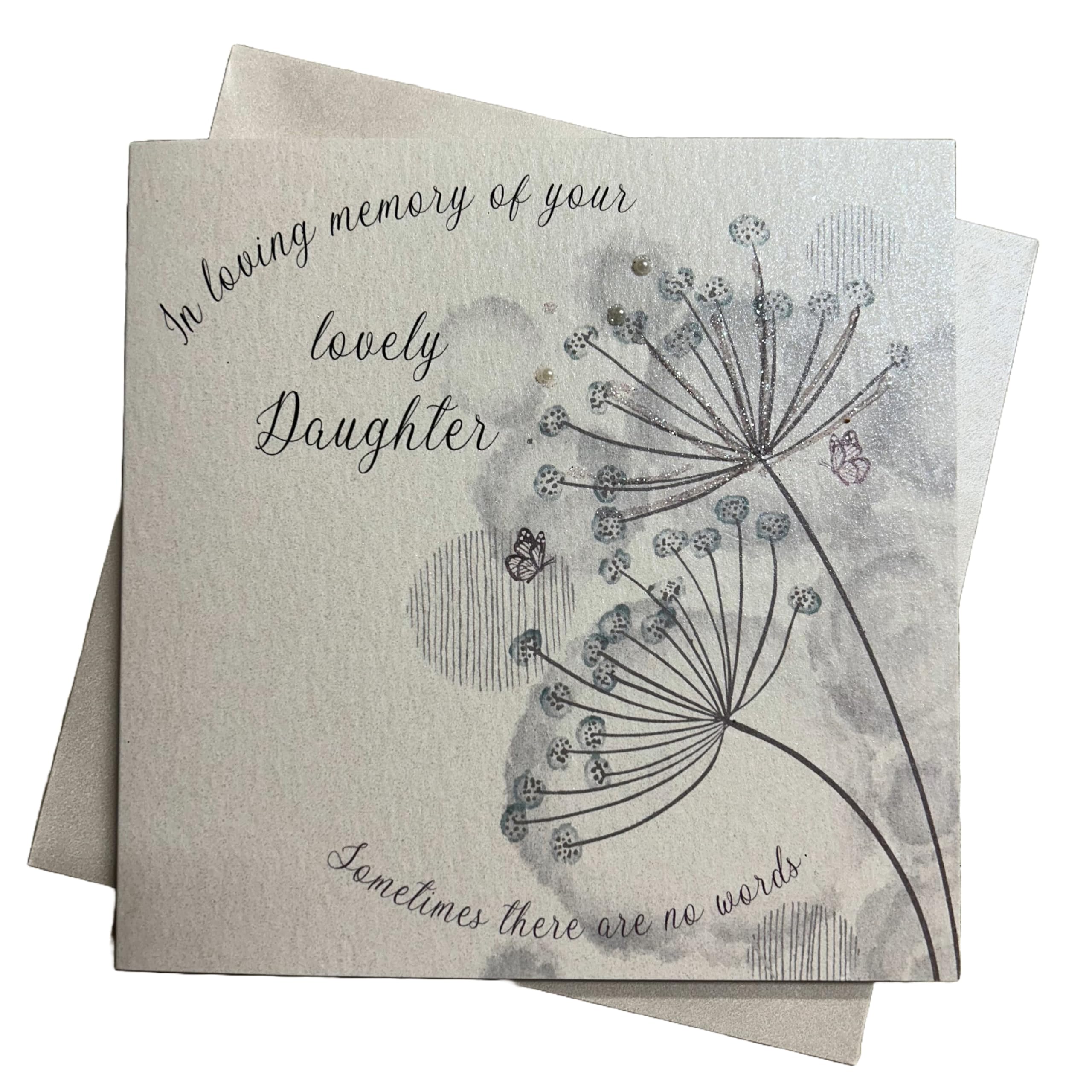 WHITE COTTON CARDS Dandelion, Deepest Loss of your Daughter Handmade Sympathy Card, WB1Dau