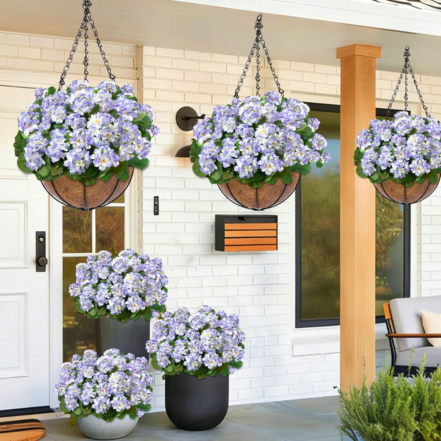 TURNMEON Artificial Geraniums Flowers for Outdoors Summer Decoration image 4