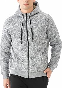 TEX2FIT Heavyweight Sherpa Lined Zip Up Hoodie for Men, Fleece Full Zip Hooded Sweatshirt with Sherpa Lining