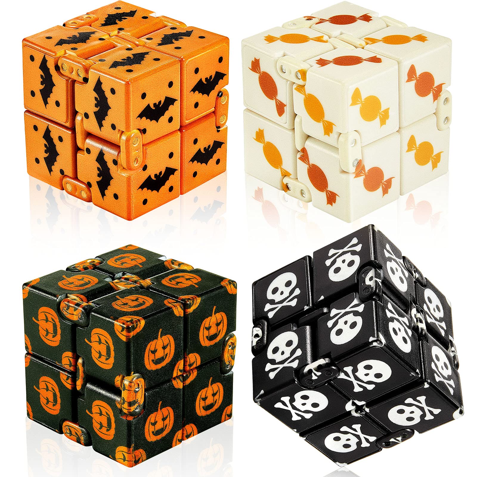 Infinity Cube Toy Anxiety Relief Fidget Toy Hand Held Magic Sensory Stress Cube Toy for Adults Kids Relieve Stress Christmas Party Favors (Halloween Style)