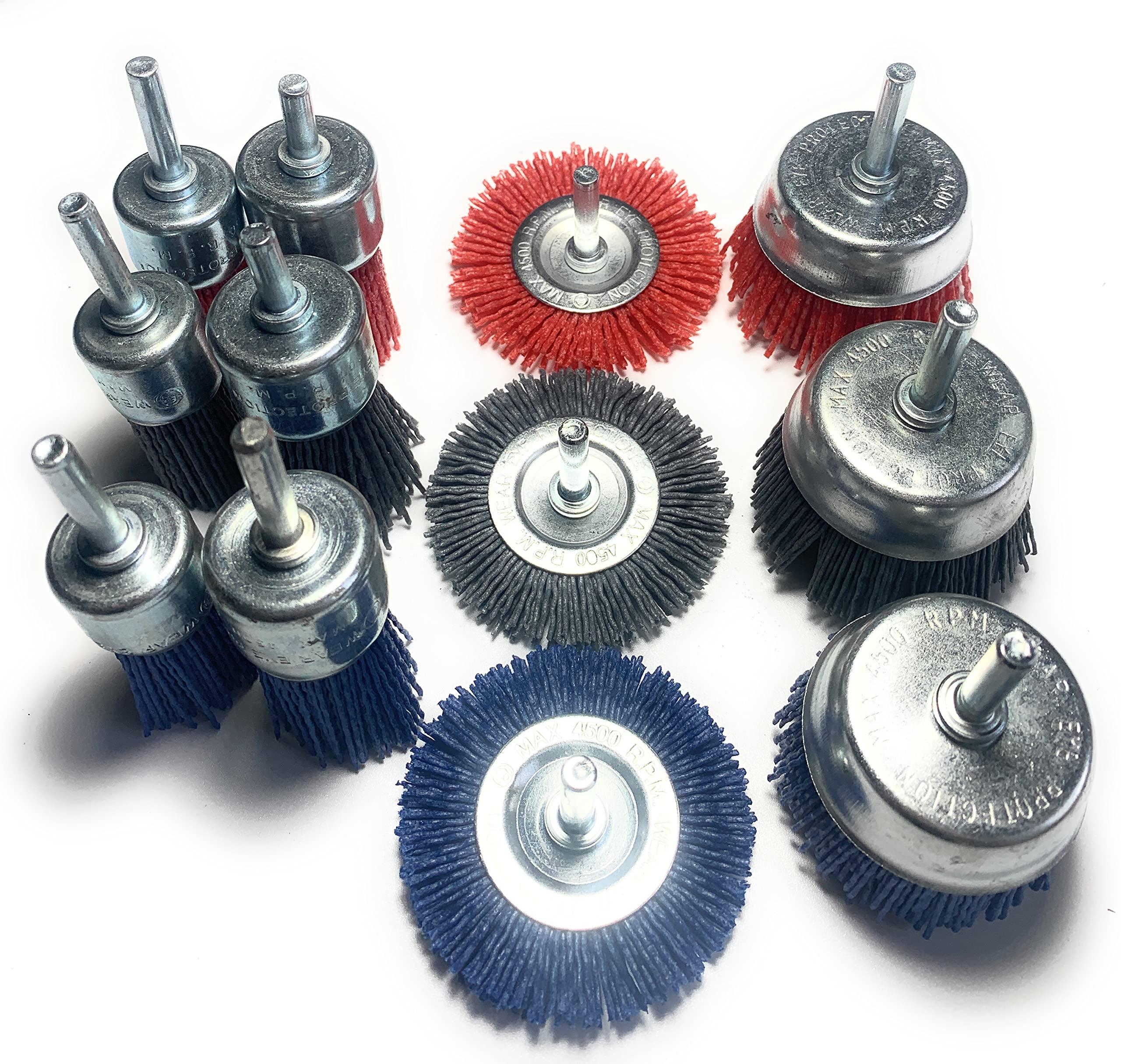 Signi 12 Pack Nylon Bristle Filament Abrasive Brush Drill Wheel and Cup Brush Set with 1/4 Inch Shank, Surface prep Remove Rust/Corrosion/Paint (2.5