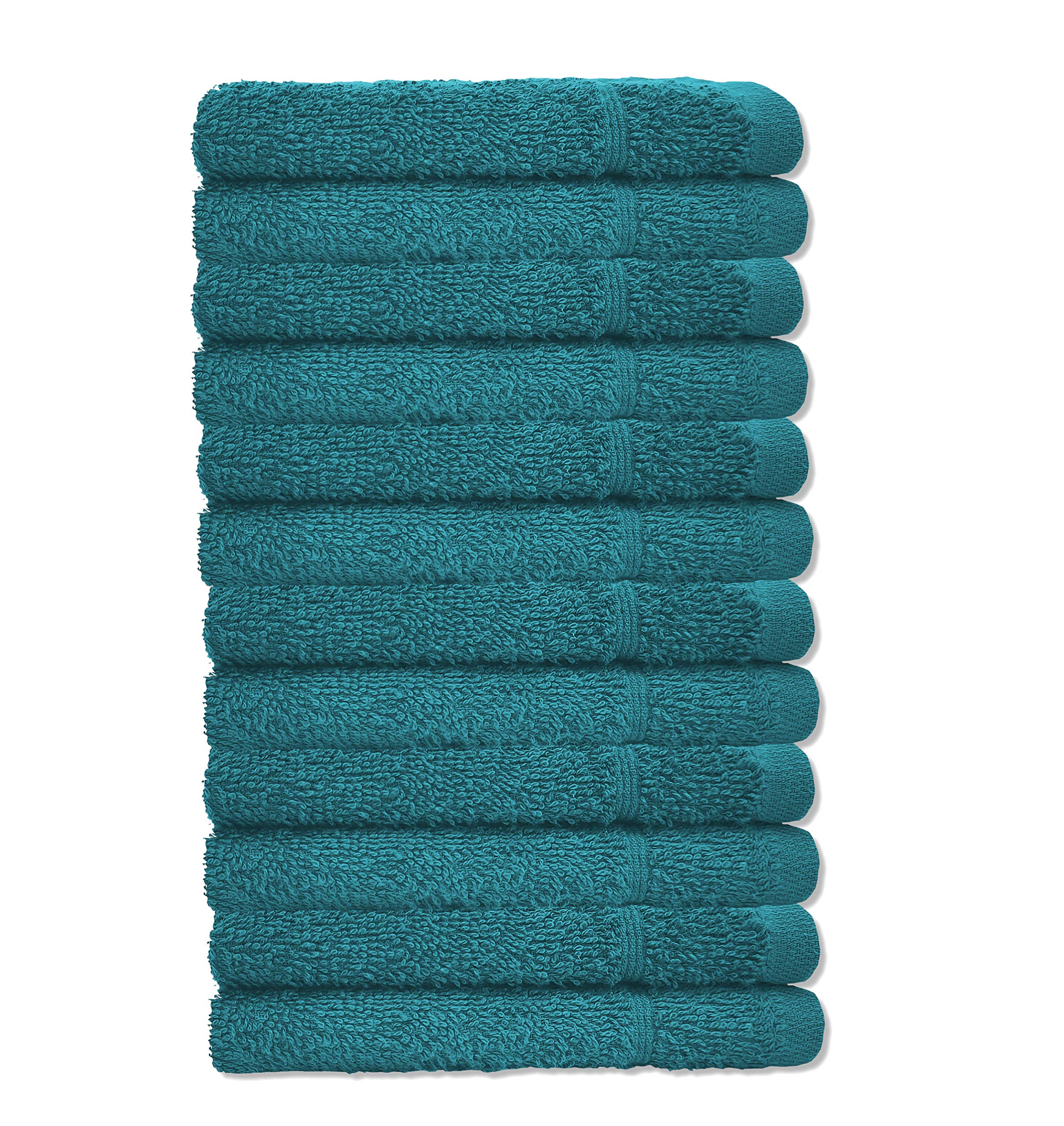 A & B TRADERS Washcloths 100% Prime Egyptian Cotton Pack of 12 Facecloths Flannels Super Soft Quick Dry 30 x 30cm (Teal)