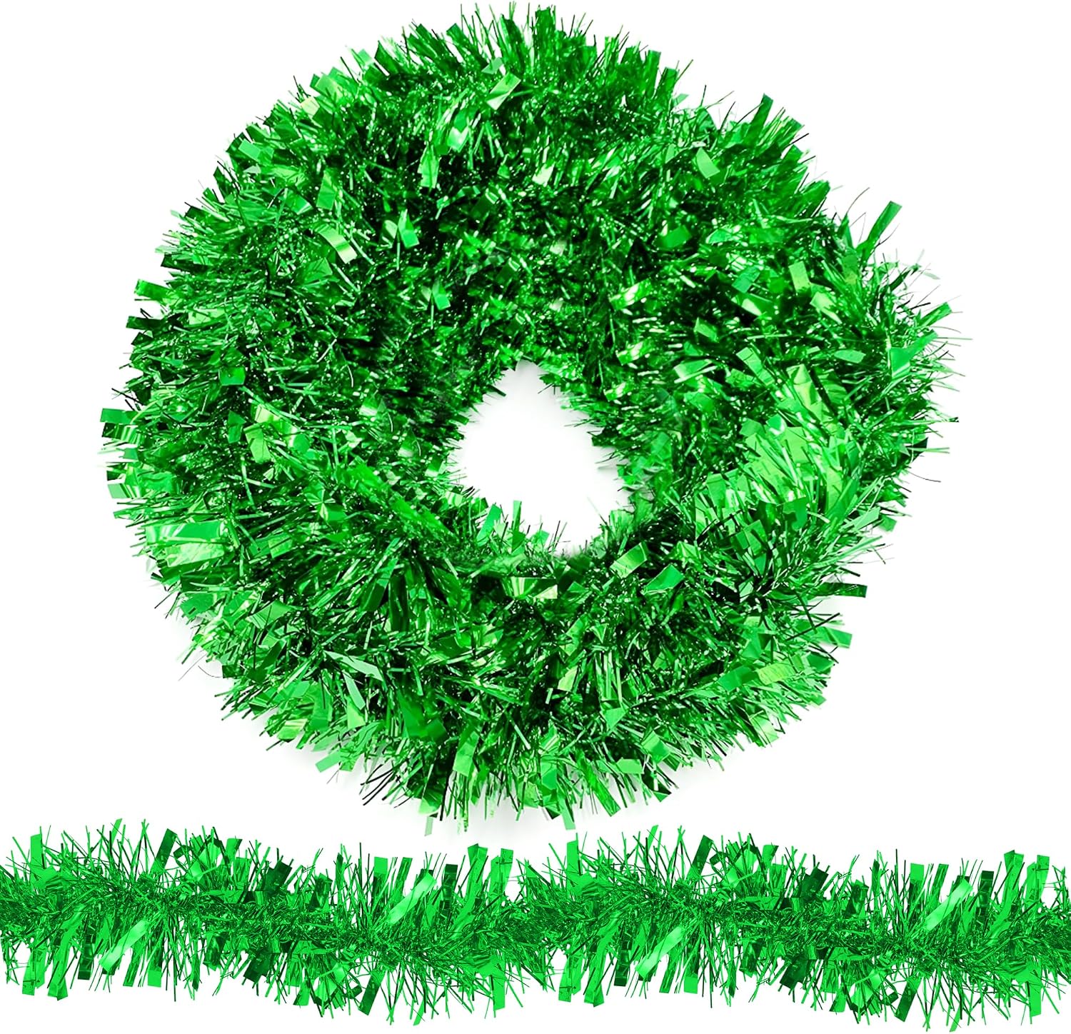 WedDecor 6ft Green Christmas Tinsel Garland for Christmas Tree ...