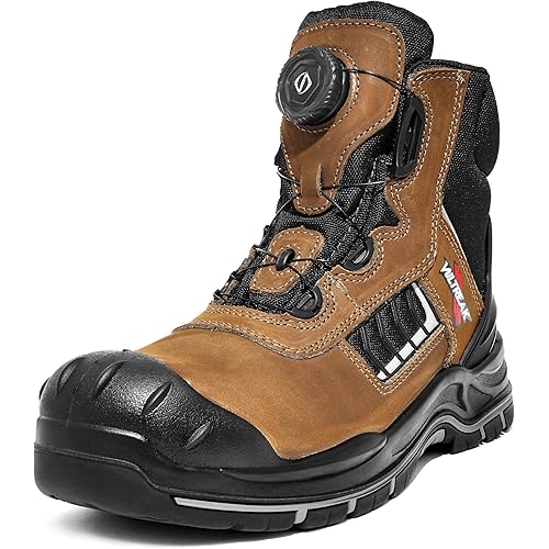 Composite Toe Work Boots for Men and Women – Exceeds Steel Toe Protection, Quick Fit System, Kevlar Puncture-Resistant Midsole, S3 HRO Certified, Heat-Resistant, Waterproof, Rubber Slip-Resistant Outsole, Safety Shoes for Industrial & Welding Use