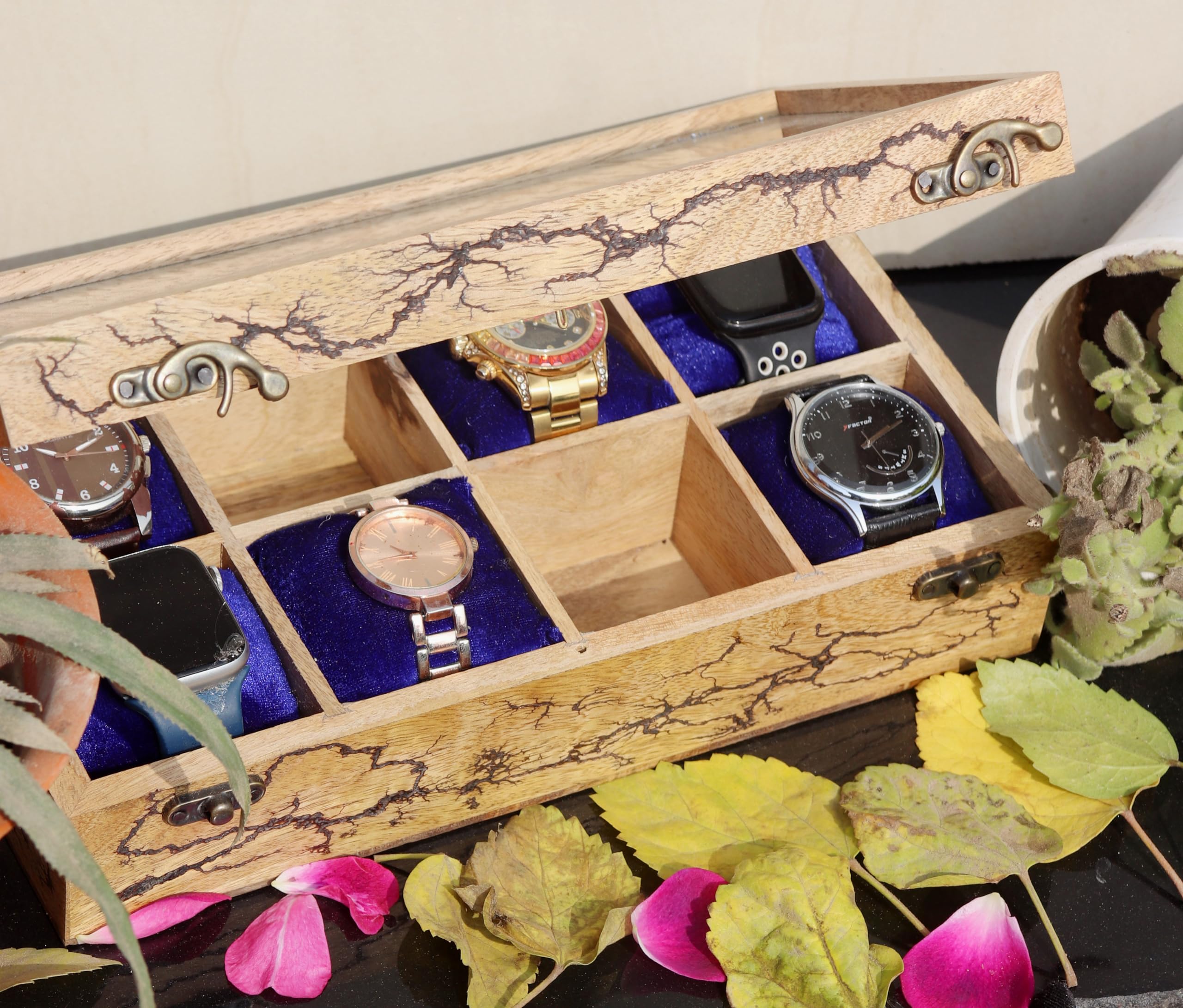 Creation India Craft Wooden Watch Box Organizer - 8 Slot Watch Case Display Made with Solid Indian Rosewood - Men and Womens Watch Storage Box - Elegant Display Case for Watches (B0CV1CWYN2) Amazon Price History, Amazon Price Tracker