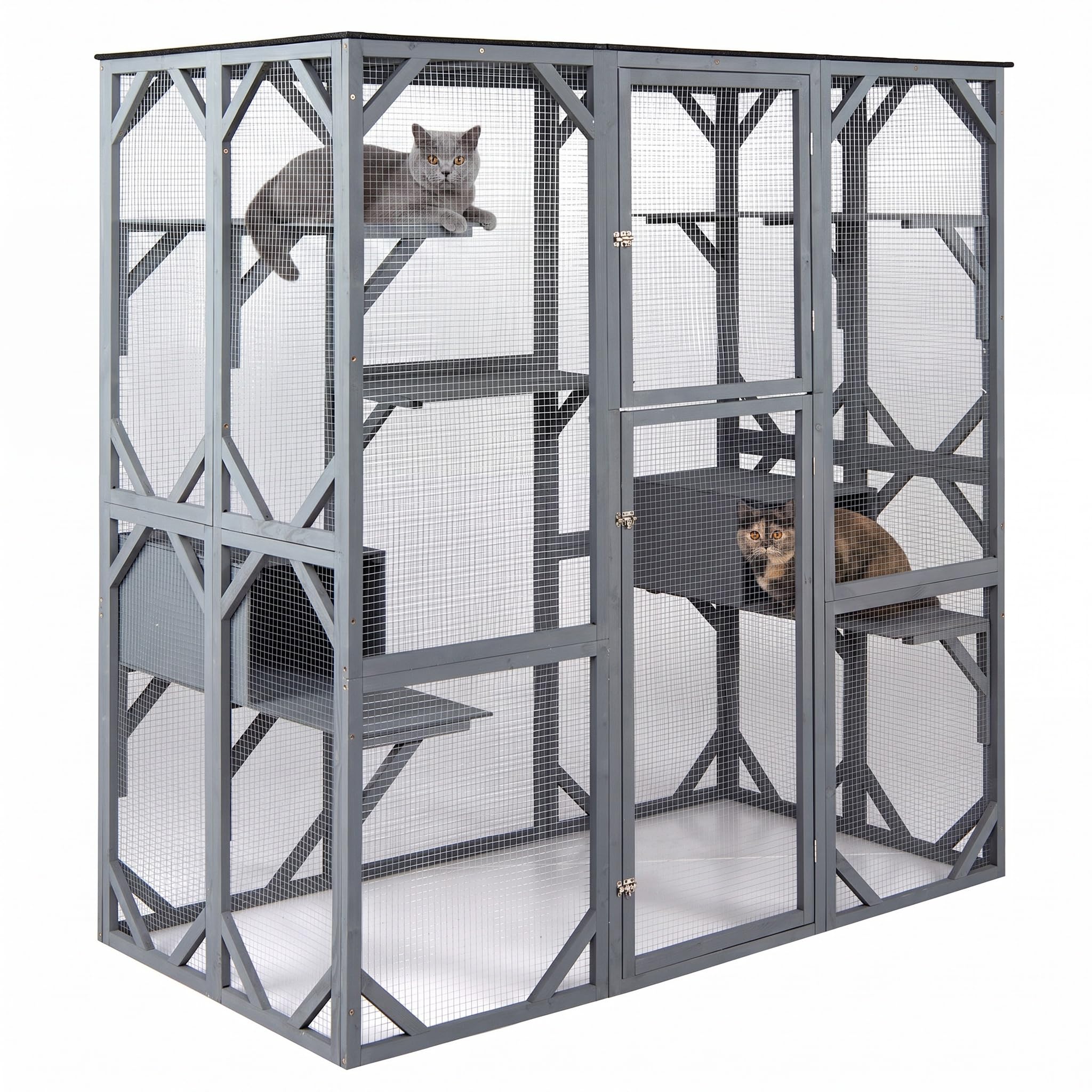 Maxmass Large Cat House, Outdoor Cat Cage Pet Crate (169 x 88 x 180.5 cm)