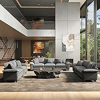 Vista 35 de HERA'S HOUSE Juego de sofás seccionales modulares de 3 piezas, juego de sofá de gran tamaño con sofás de dos plazas y sillón, cómodos sofás nube