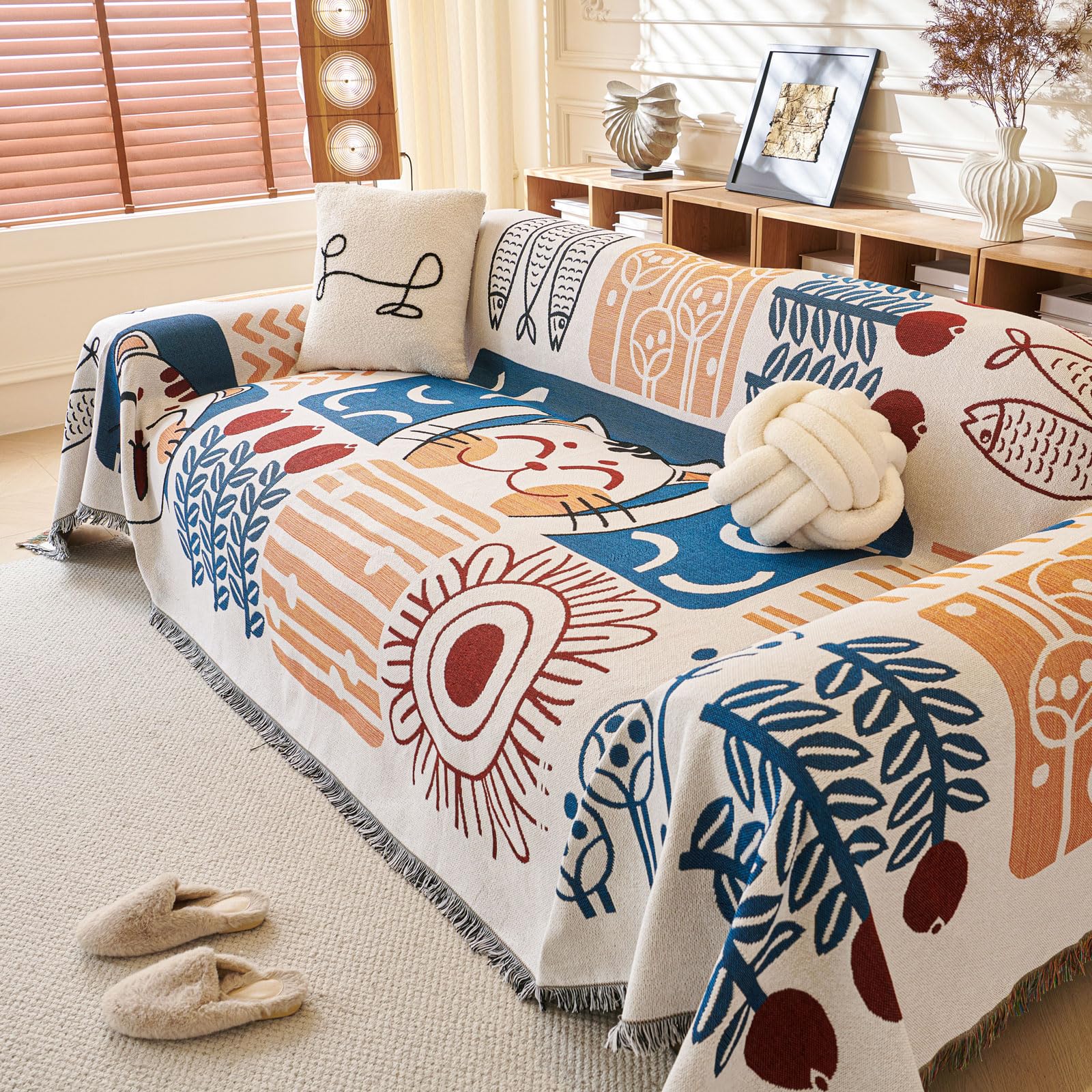 LHGOGO Aztec Large Sofa Throw Blanket with Tassels, 180x300cm Extra Thick Bohemian Woven Blanket for 2 3 4 Seater Settees - Image 2