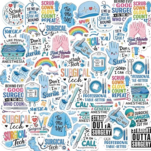 Surgical Tech Week Gifts - 100 Pcs Scrub Technologist Stickers Bulk
