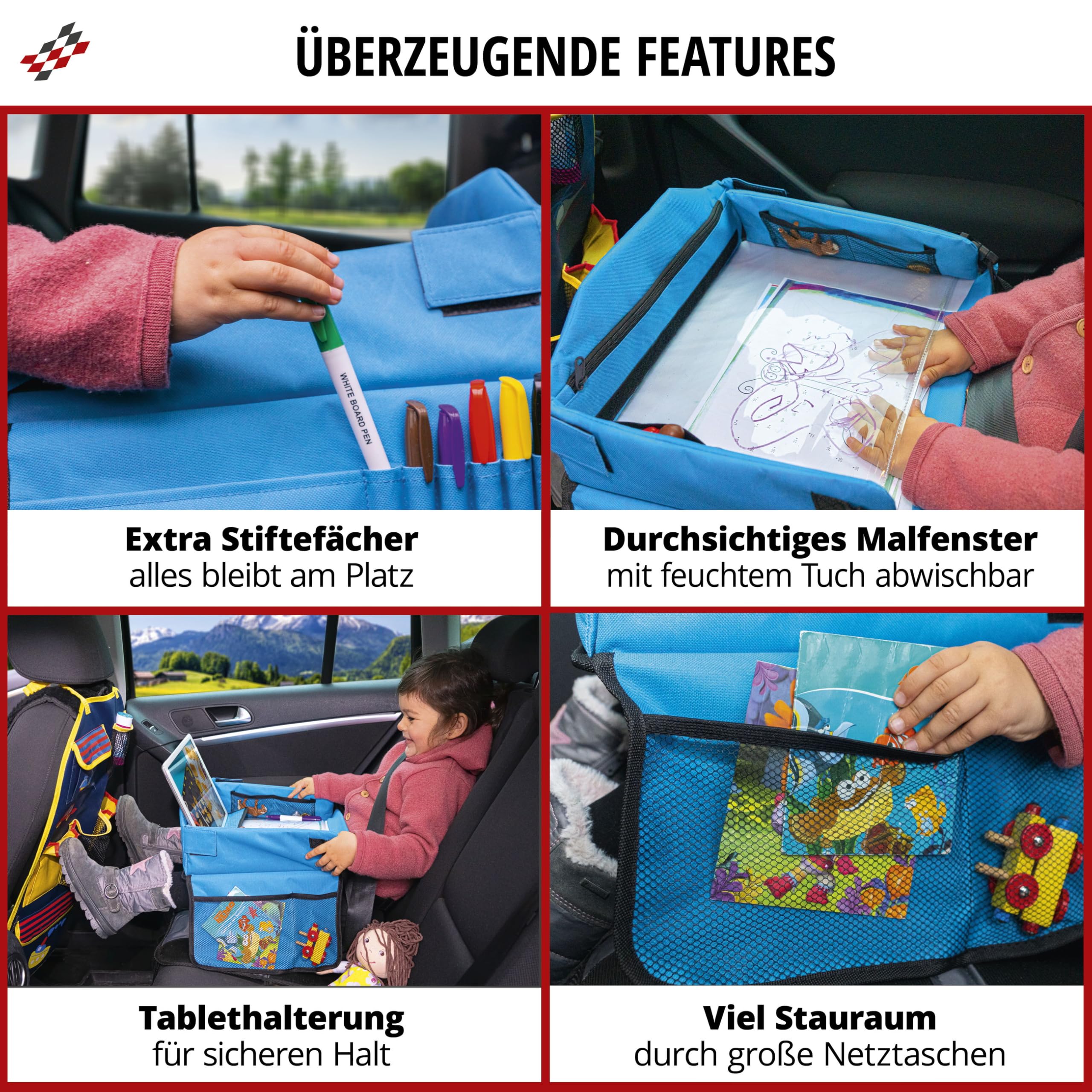 Walser mesa de Viaje para niños, Juego de Viaje Plegable con Soporte para Tablet Azul