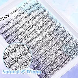 Natural Lash Clusters Wispy Eyelash Clusters C-curly DIY Lash Extension 10-16MM Cluster Eyelash Extension Individual Lashes Thin Lash Band by Newcally