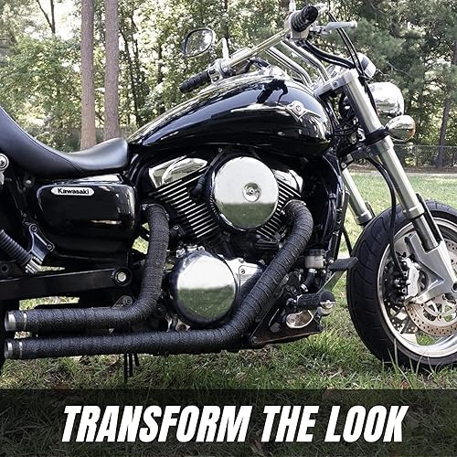 Miniatura 4 de Rollo de cinta negra SunplusTrade 2 in x 50 in para motocicletas. Rollo de cinta de fibra de vidrio resistente al calor con lazos inoxidable