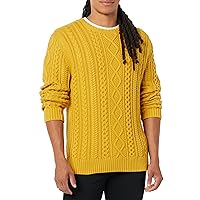 Amazon Essentials Maglione da Pescatore Girocollo a Coste a Manica Lunga in Cotone 100% Uomo
