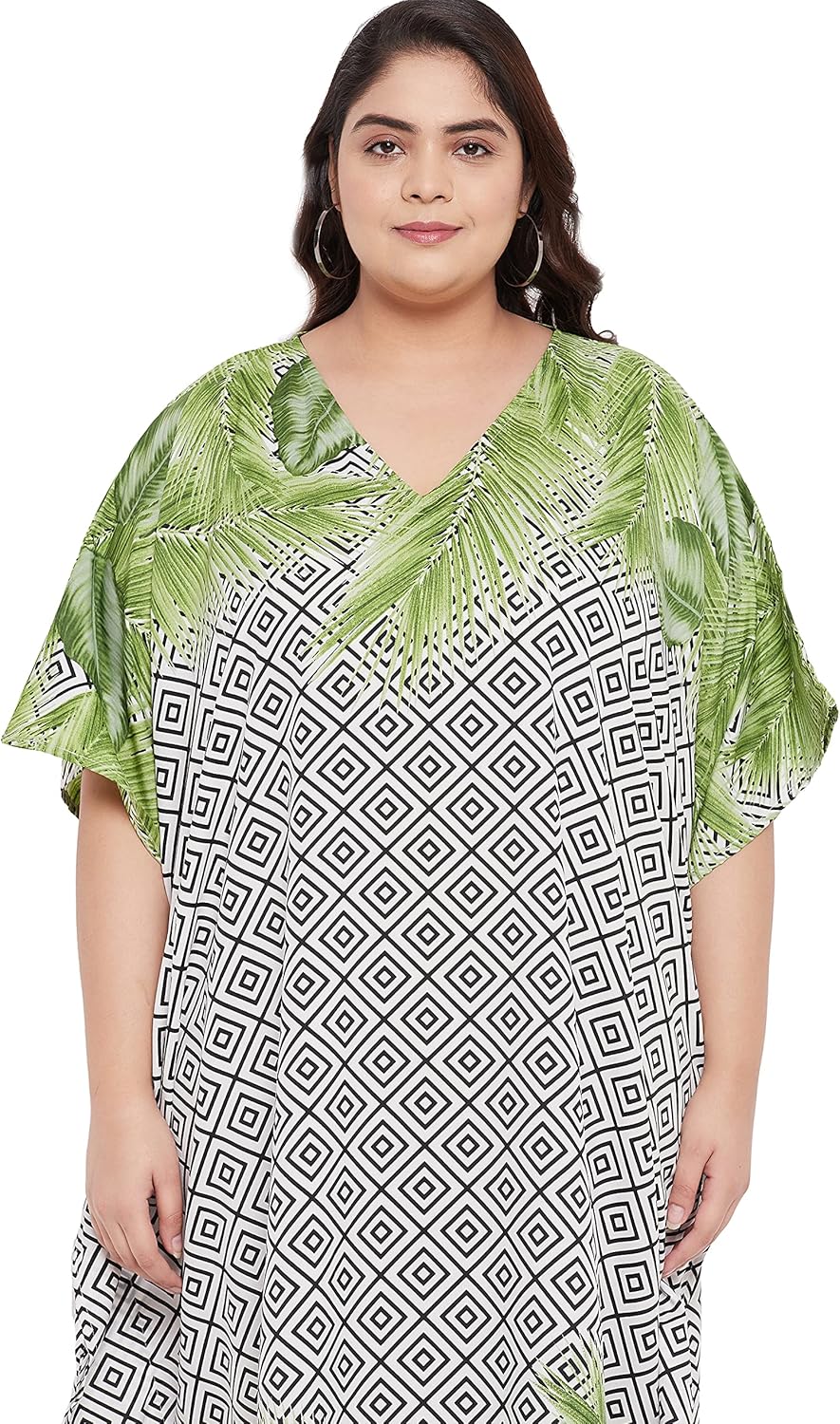 Gypsie Blu Women Plus Size Kaftan Dress Beach Cover Up Maxi Dresses for Women, V-Neck Kimono Sleeve 1X–3X - Image 4