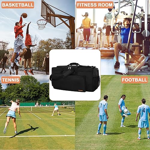 Miniatura 6 de TORIBIO Bolsa de lona deportiva Bolsa de gimnasio Bolsa de viaje deportiva, Negro -, Viajes