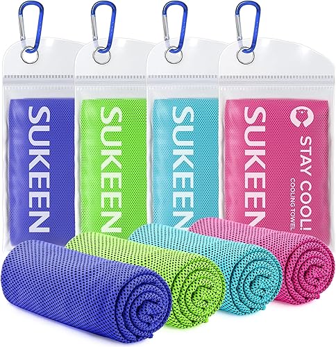 Miniatura 15 de Sukeen Paquete de 4 toallas refrescantes (40 x 12 pulgadas), toalla de hielo, toalla suave y transpirable, toalla de microfibra para yoga